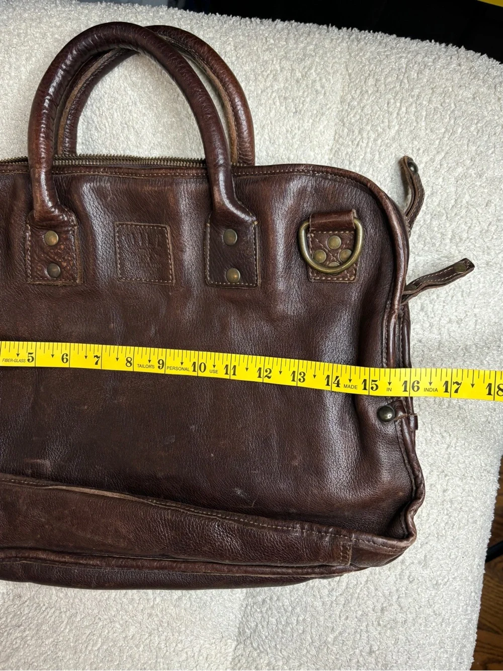 Will Leather Goods Vintage Leather Briefcase Messenger Bag Dark Brown